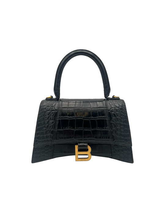 Balenciaga Hourglass - Black Kroko