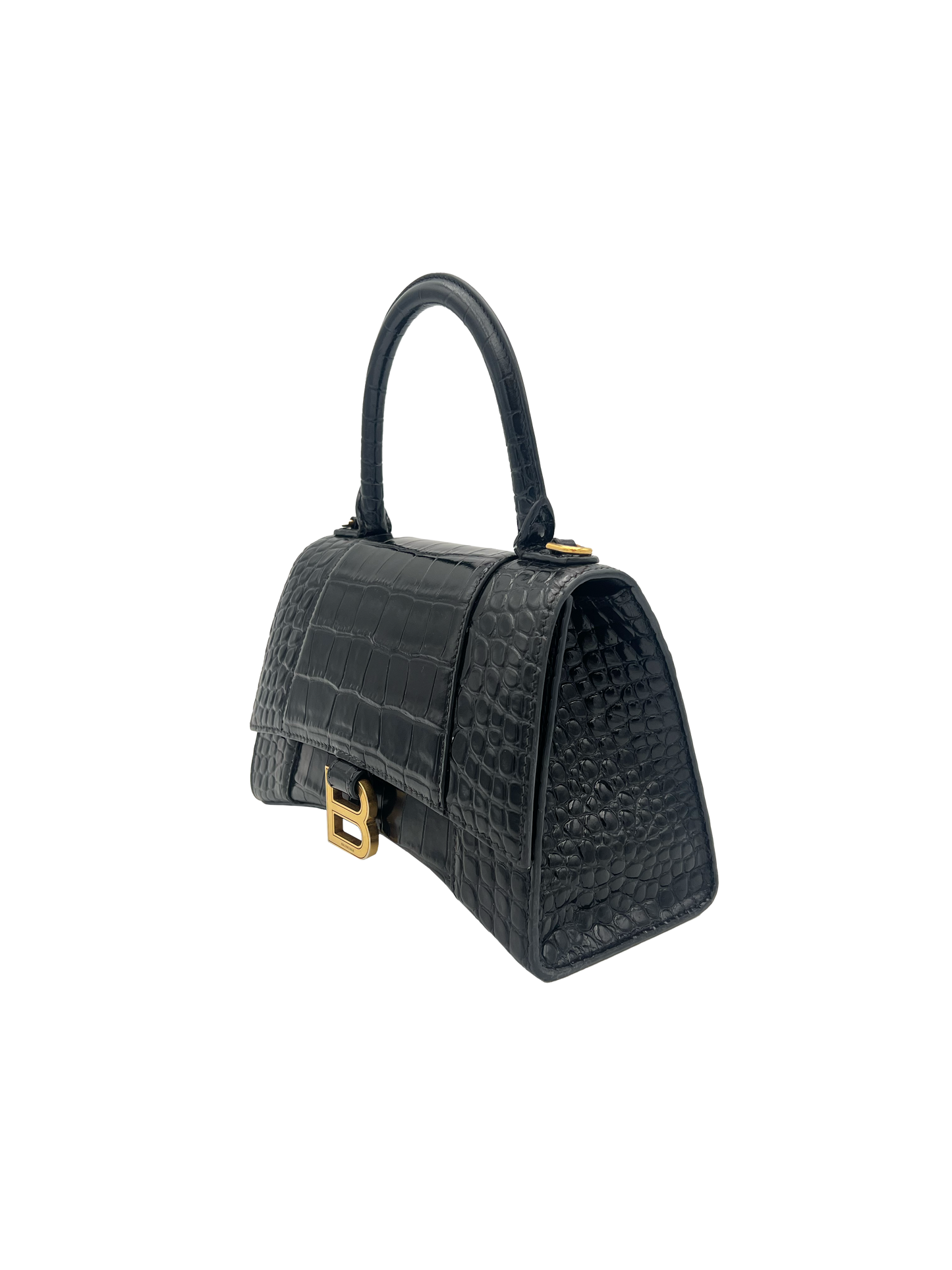 Balenciaga Hourglass - Black Kroko