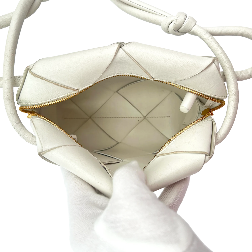 Mini cassette Bottega Veneta - Blanc cassé