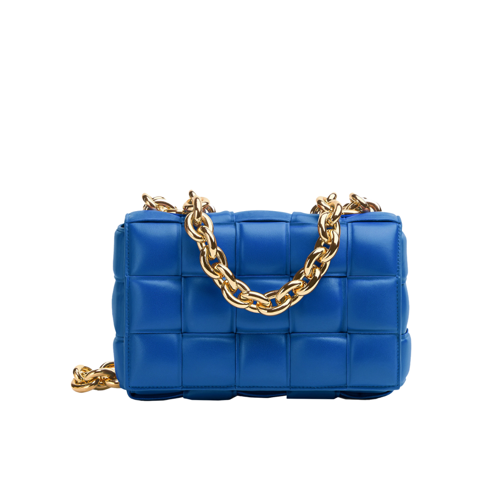 Bottega Veneta Padded Cassette Chain Cobalt Blue