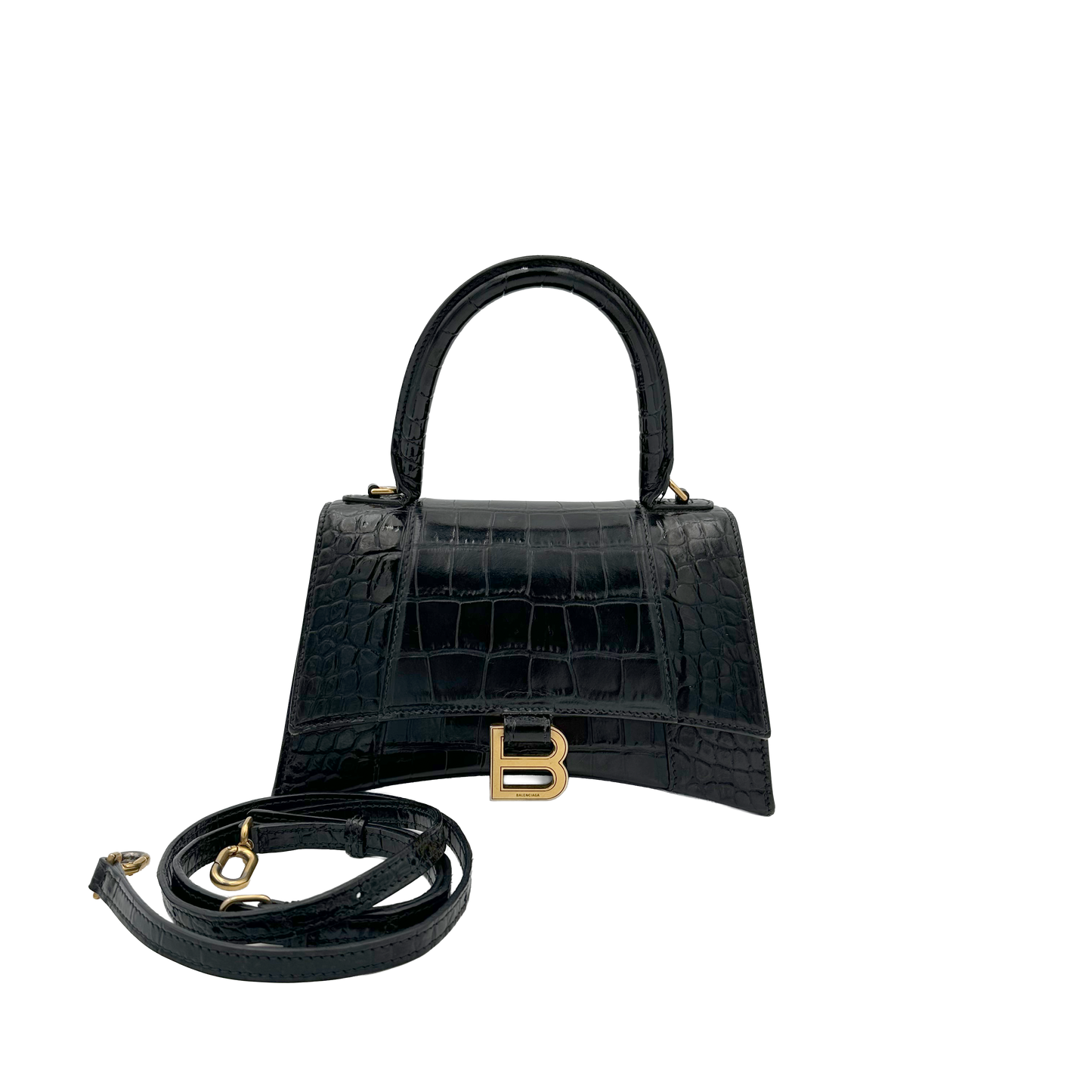 Balenciaga Hourglass - Black Kroko