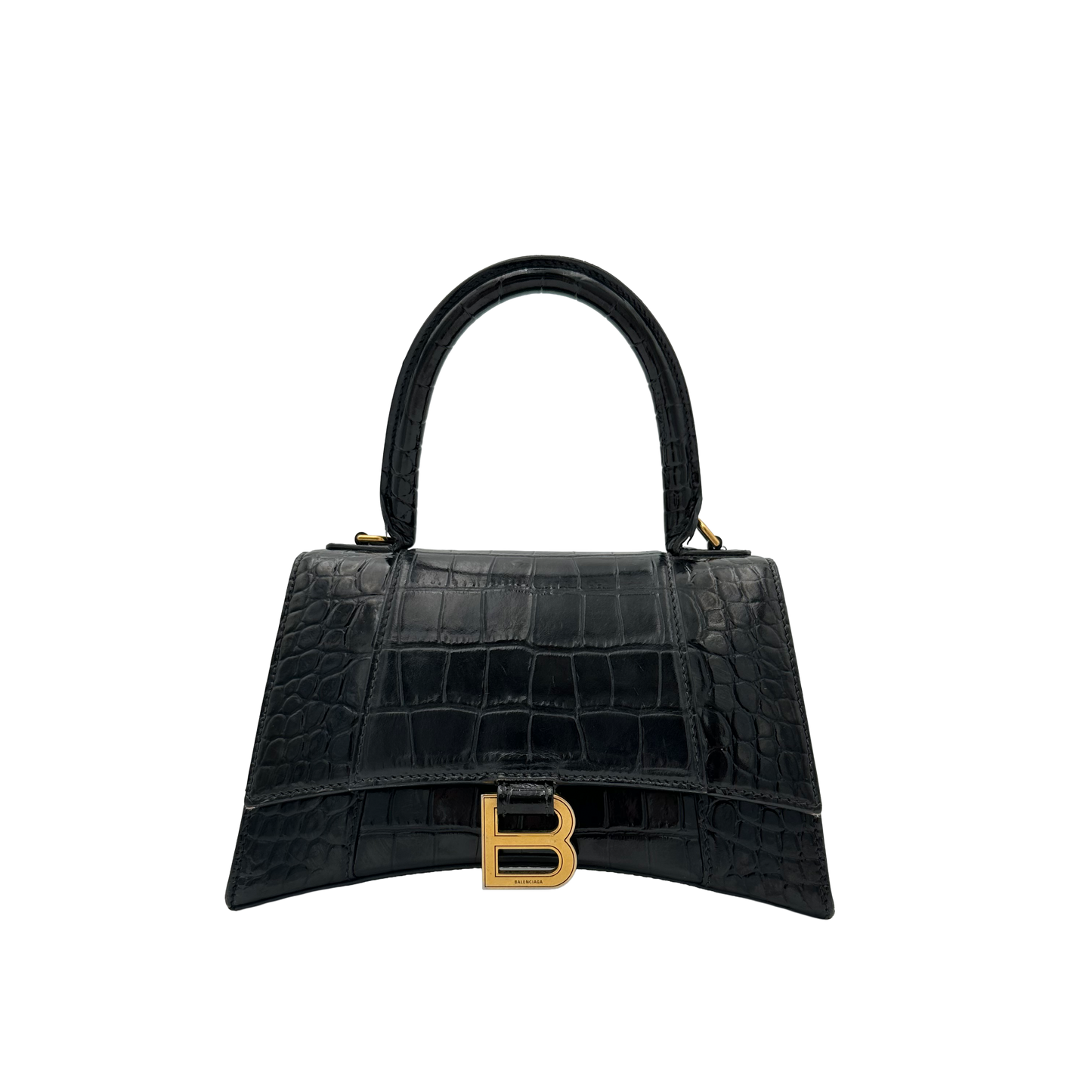 Balenciaga Hourglass - Black Kroko