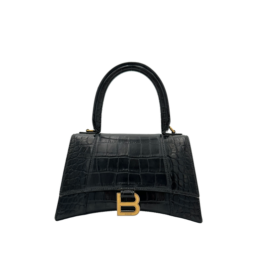 Balenciaga Hourglass - Black Kroko
