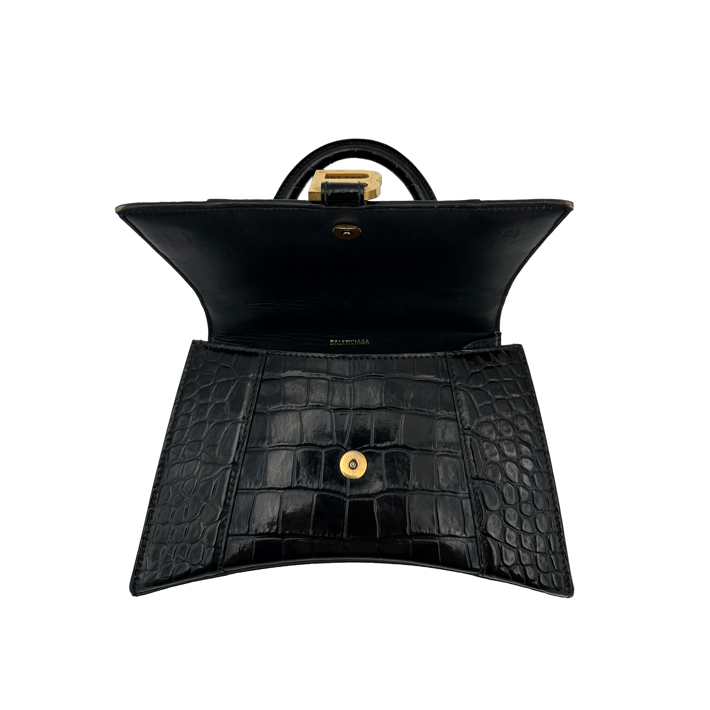 Balenciaga Hourglass - Black Kroko