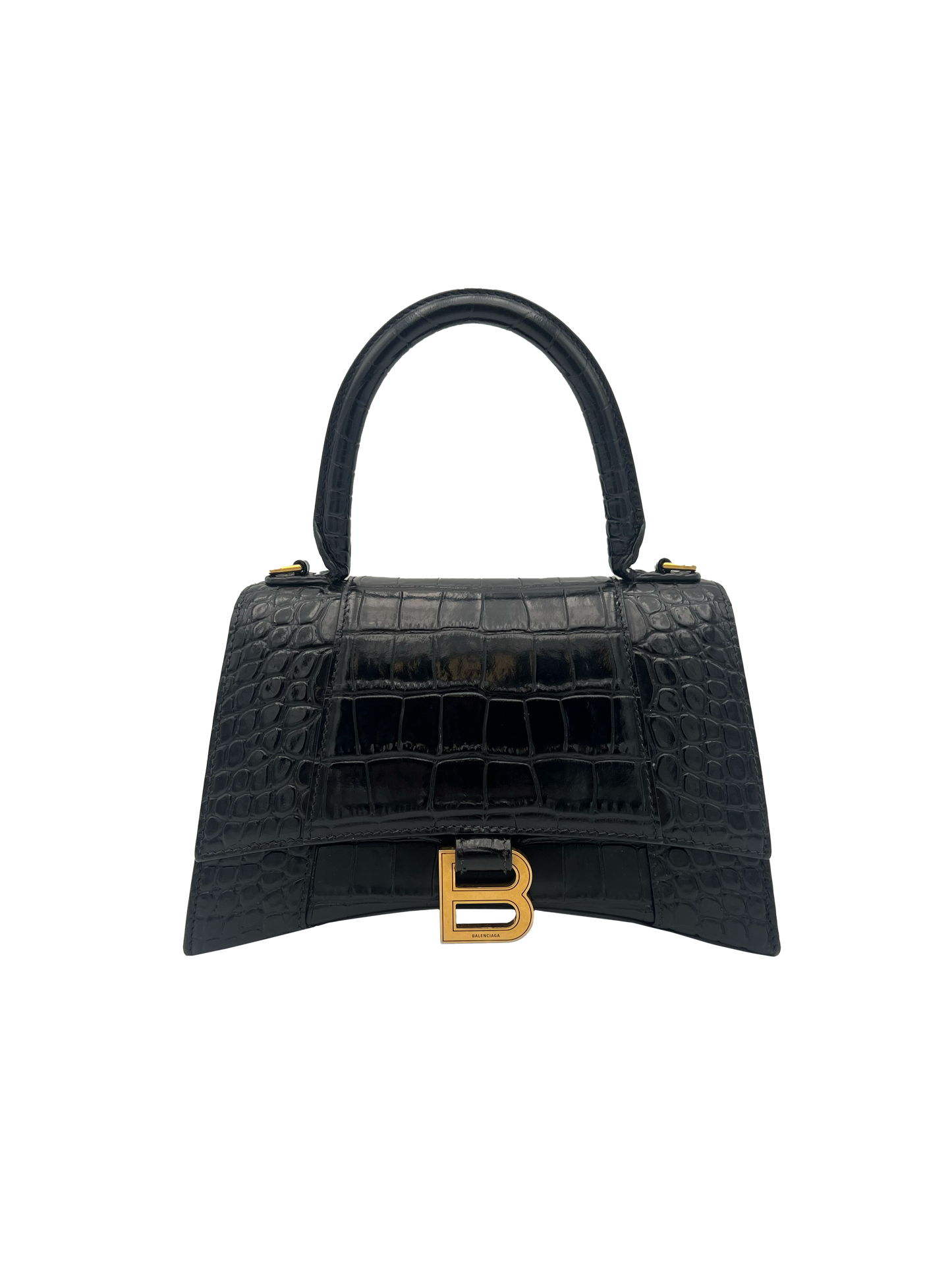 Balenciaga Hourglass - Black Kroko