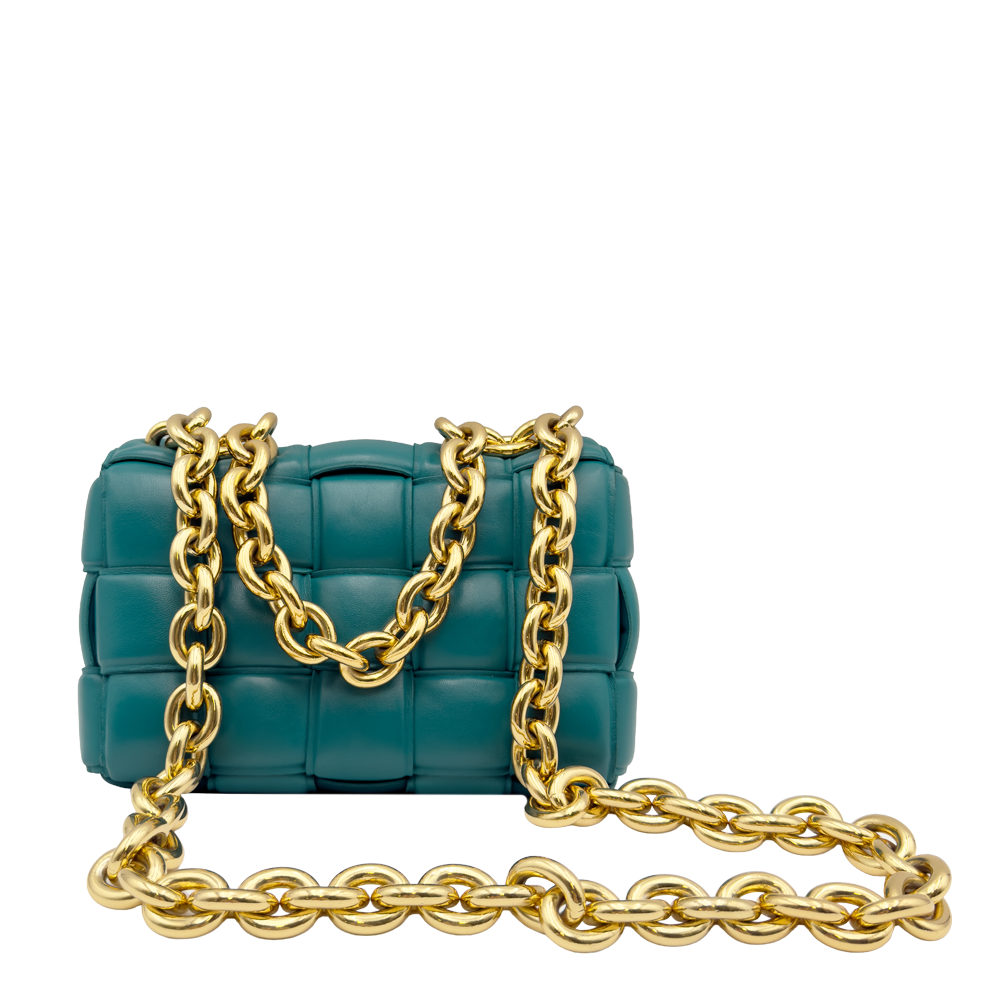 Cadena de casete acolchada de Bottega Veneta - Azul-verde