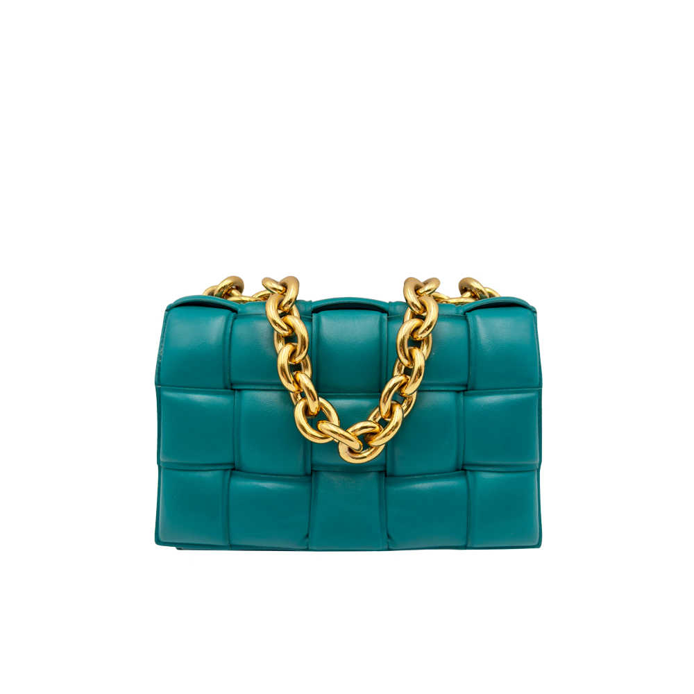 Cadena de casete acolchada de Bottega Veneta - Azul-verde