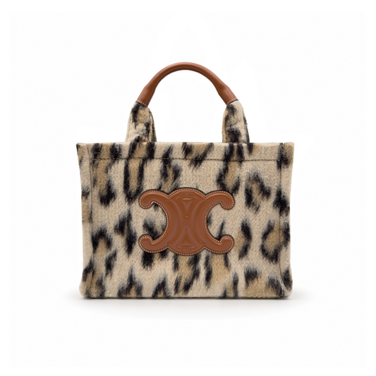 Celine Cabas Thais Leopard Small - Beige