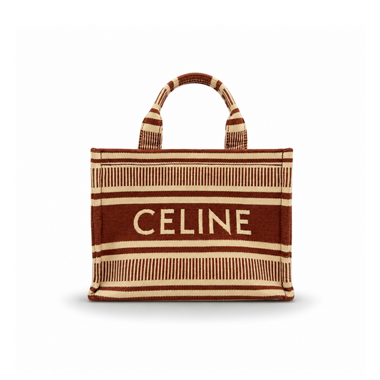 Celine Cabas Thais Stripes Logo Small - Sienna