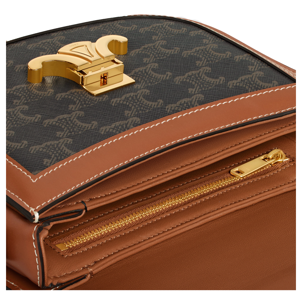 Celine Round Triomphe Besace Clea  - Triomphe Canvas tan