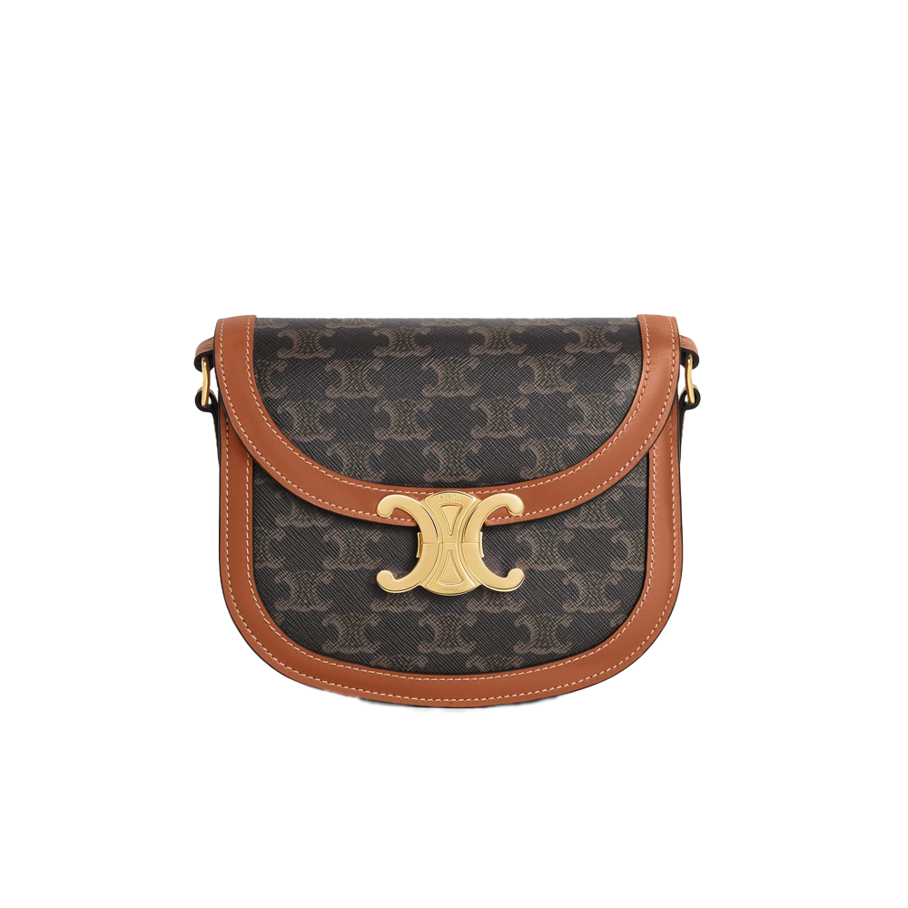 Celine Round Triomphe Besace Clea  - Triomphe Canvas tan