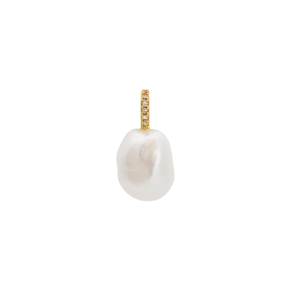 Pearl Charm Pave Gold