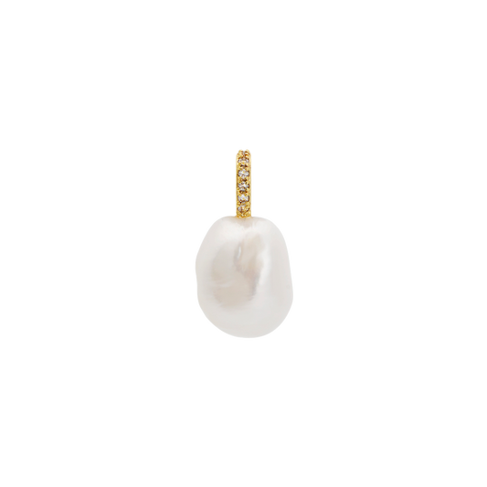 Pearl Charm Pave Gold