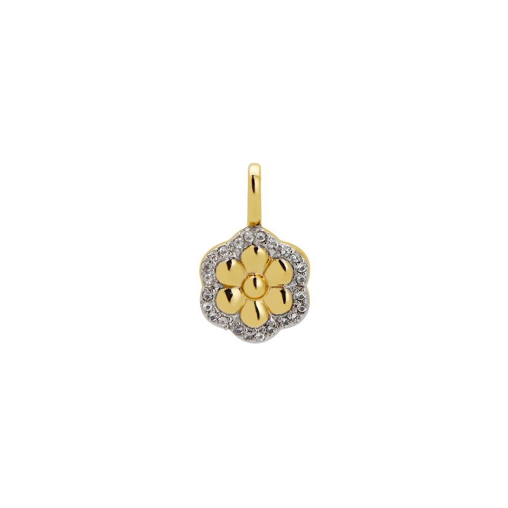Flower Charm Pave Gold