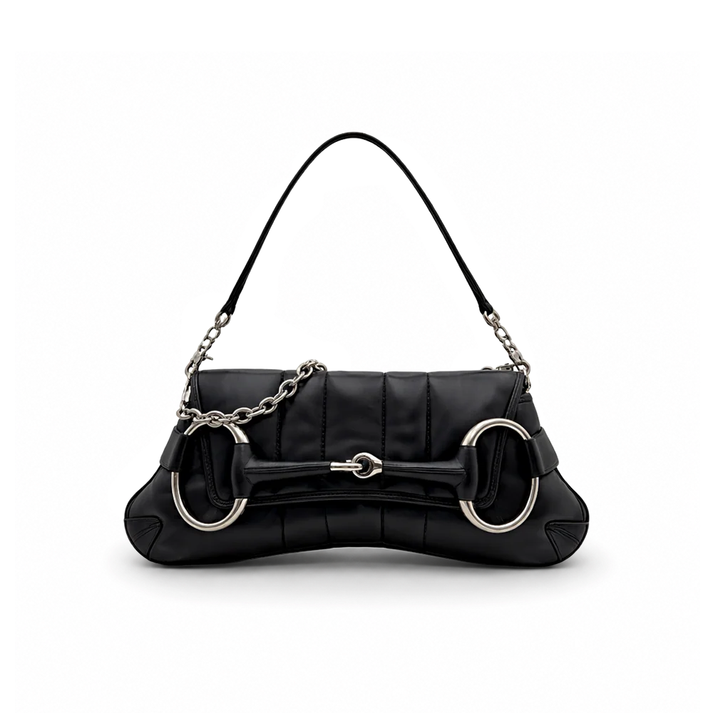 Chaîne Gucci moyenne à mors - Noire