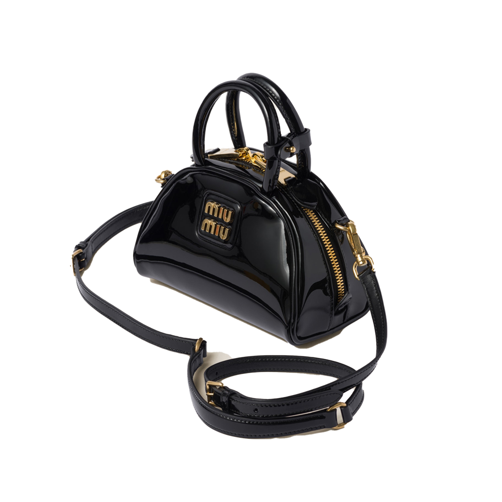 Miu Miu Top-Handle Glossy Bag - Black