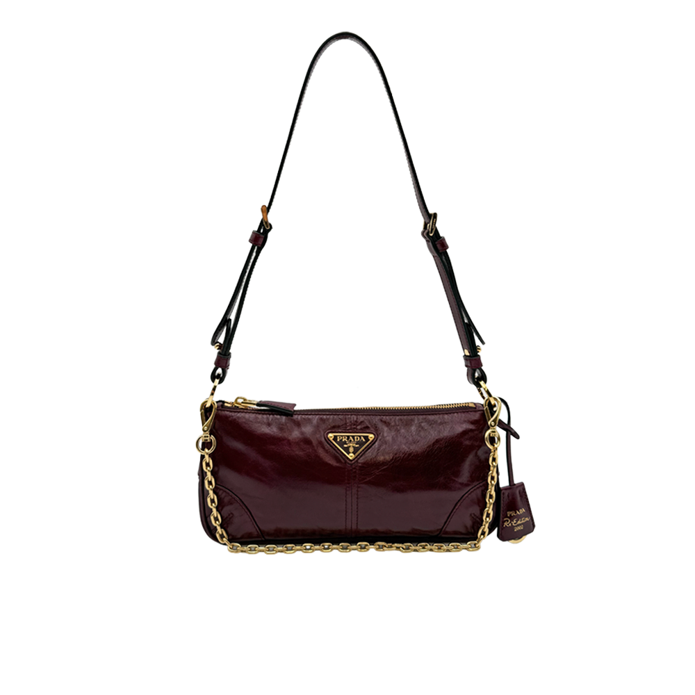 Prada Re-Edition 2002 Shoulder Bag Chain - bordeaux