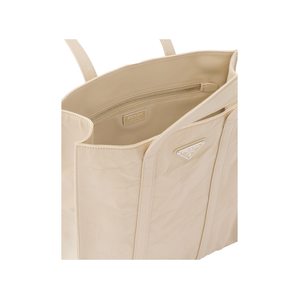 Prada Small Nappa Tote - Creme