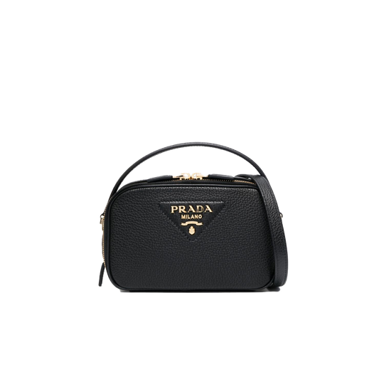 Prada Top-Handle Leather Mini Bag- Black