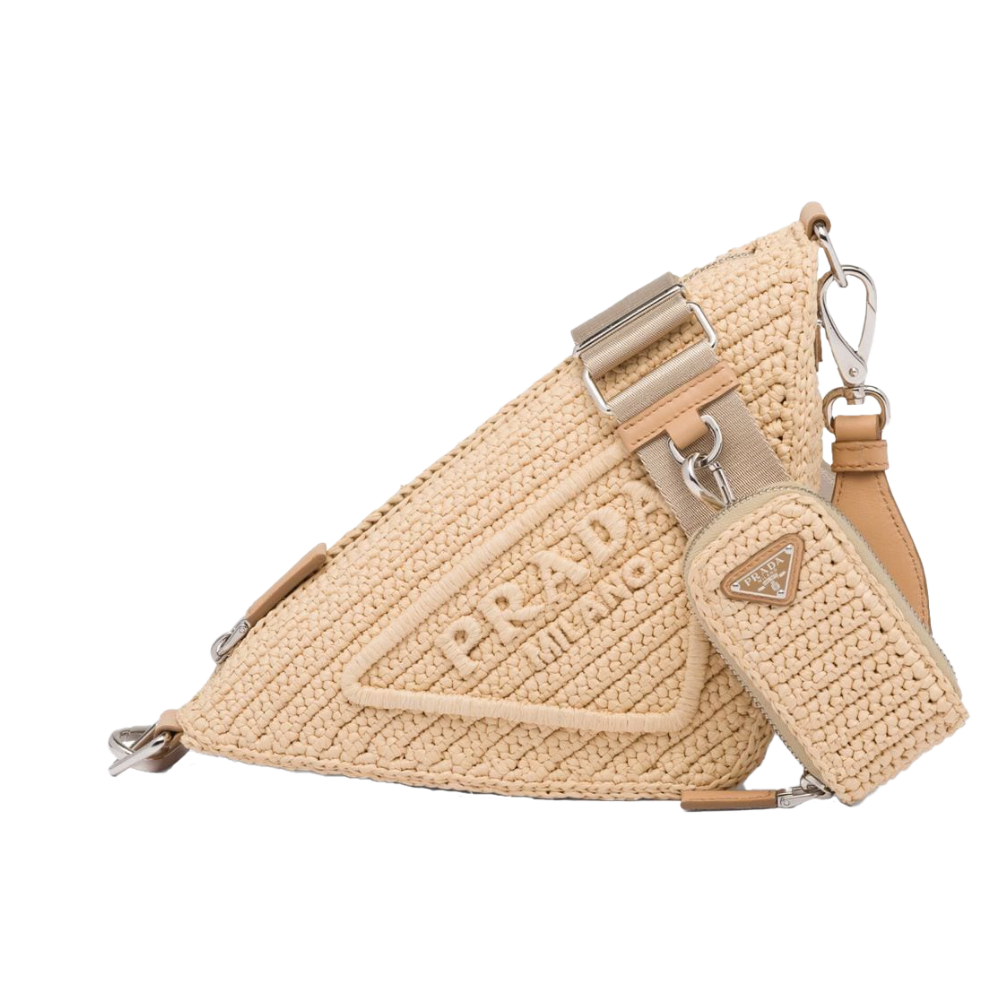 Prada Triangle Raphia Raphia - Naturel