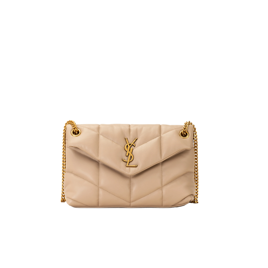Saint Laurent Small Puffer Bag - Beige/Gold
